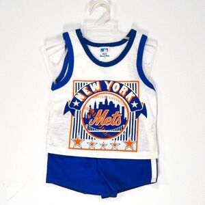 Vintage MLB New York Mets Boys Tank Top Shorts Two Peice Set - 2T
